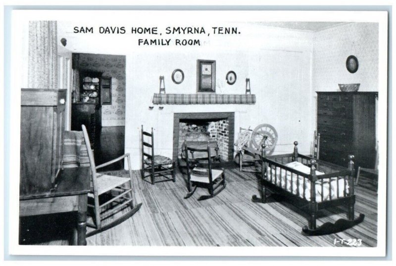 c1950's Sam Davis Home Interior Family Room Smyrna TN RPPC Photo Postcard