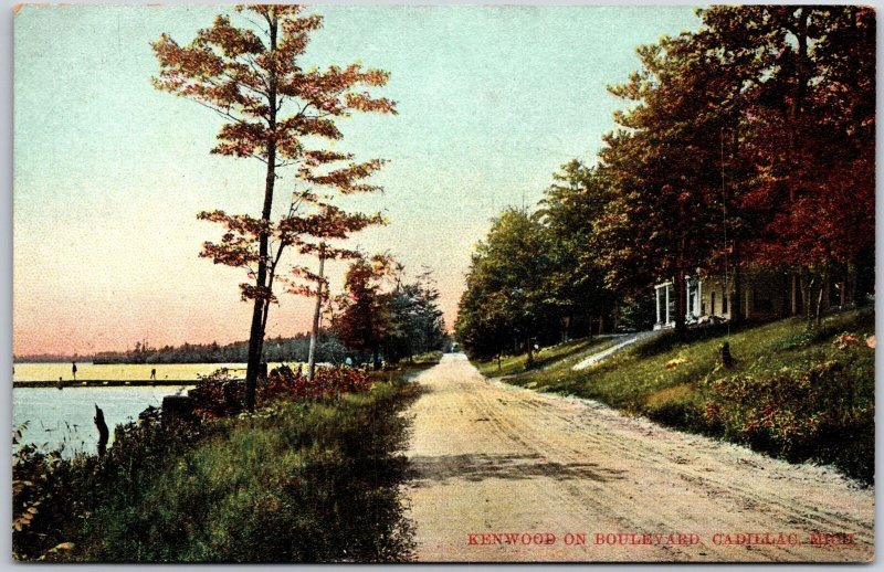 Cadillac Michigan, Kenwood on Boulevard, Rocky Road, Pathway, Vintage Postcard