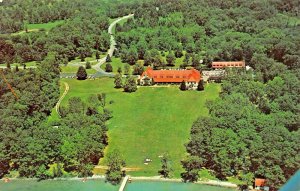 ANGOLA INDIANA~POTAWATOMI INN ~POKAGON STATE PARK~AERIAL VIEW POSTCARD