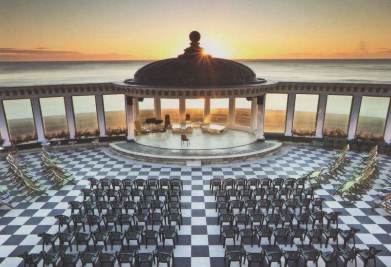 Scarborough Deserted Spa Theatre Sunset Postcard