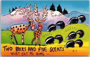 Two Bucks And Five Cents Animals Comic Card Postcard