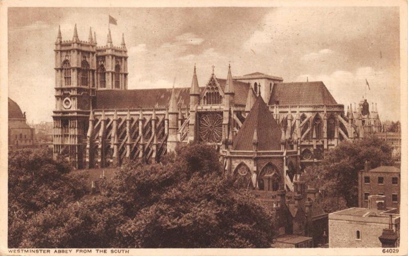 LONDON UK~WESTMINSTER ABBEY FROM THE SOUTH PHOTO POSTCARD 1944 US ARMY POSTAL PM