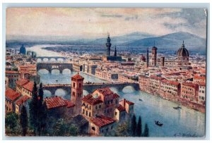 c1910 Panorama Michelangiolo Firenze Florence Italy Oilette Tuck Art Postcard 