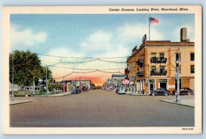 Moorhead Minnesota MN Postcard Center Avenue Looking West c1940 Vintage Antique