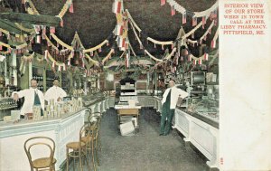 Pittsfield ME Interior View Libby Pharmacy Postcard