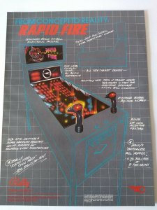 Rapid Fire Pinball FLYER Original NOS Artwork Promo Sheet 1982 Vintage Retro 