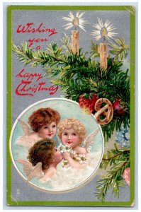 Somerset Wisconsin WI Postcard Christmas Angels Cherub Candle Lights Tuck 1908