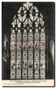 Postcard Old Saint Aubin Guerande Colleglale Stained Glass Chapel of St. Joseph