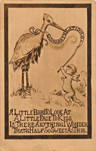 LITTLE BABE TO LOOK AT-LITTLE FACE TO KISS~STORK-BIRTH CONGRATULATIONS POSTCARD