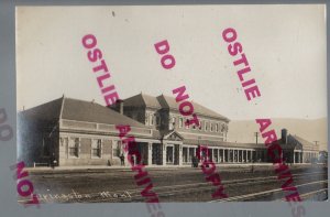 Livingston MONTANA RPPC c1910 DEPOT Train Station NP RR Northern Pacific Railway