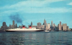 Vintage Postcard Downtown Skyline With S. S. Elizabeth Cargo New York City NYC