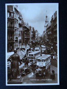 London CHEAPSIDE Animated Street Scene c1930s RP Postcard by Valentine