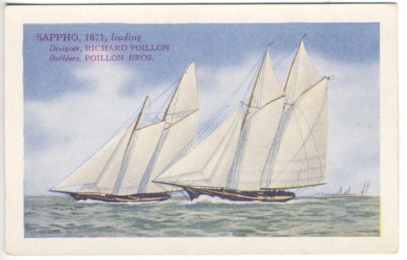 Third Race For America's Cup Defenders Varnished w/Smiths Spars Postcard