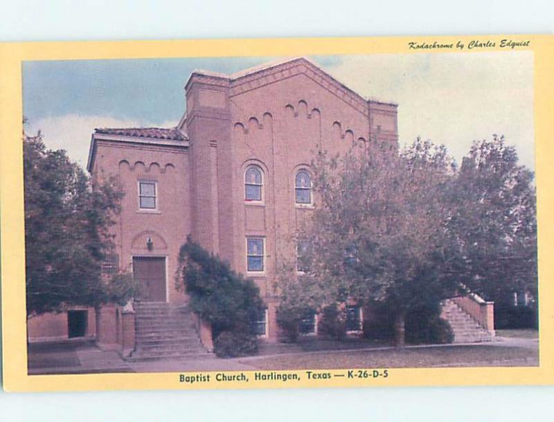 Unused Pre-1980 CHURCH SCENE Harlington Texas TX G3008