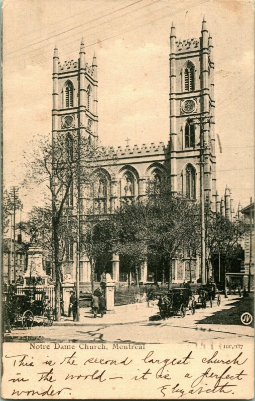 Vtg Postcard 1909 Montreal Canada - Notre Dame Church - Valentine & Sons 