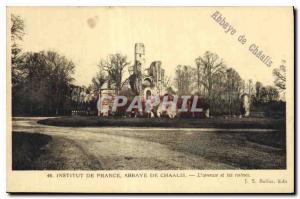 Postcard Old Institute of France Chaalis Abbey Avenue and Ruins