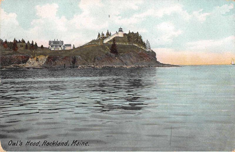 Rockland Maine scenic view of Owl's Head from water antique pc (Y9289)