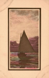 Sailboat on Ocean Art by F.A. Walter New York, Vintage Postcard