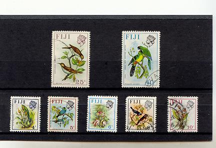 7 Fiji Stamps, 4, 5, 6, 8, 10, 25,40 cent, used