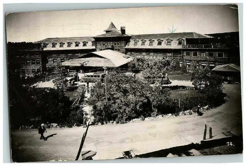 1955 El Tovar Hotel Canyon Grand Arizona Az Rppc Real Photo Postcard Tour Buses 