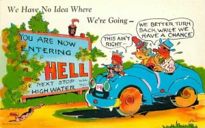 Auto Hell Comic Humor Ray Walters 1950s Postcard Teich 10840