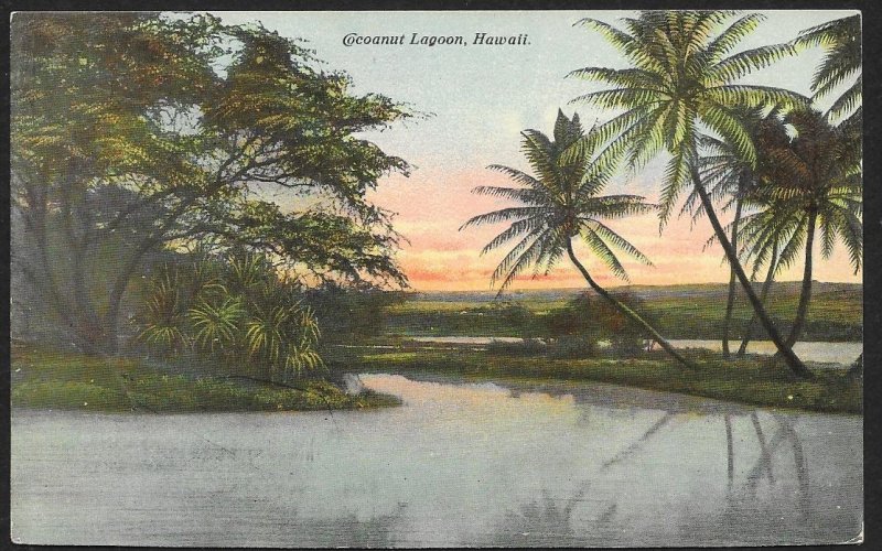 Cocoanut Lagoon at Sunset Hawaii Used c1912
