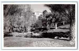 c1940's Furnace Creek Inn Gardens Death Valley Frashers CA RPPC Photo Postcard