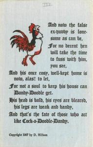 Arts Crafts Rooster saying linen 1907 Postcard 11357