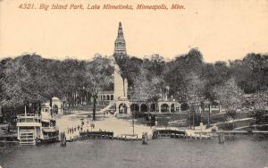 Minneapolis Minnesota aerial view Big Island Park antique pc Z44640