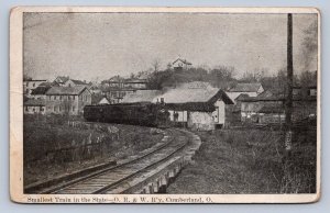 J87/ Cumberland Ohio Postcard c1910 Guernsey County Railroad Depot 1232