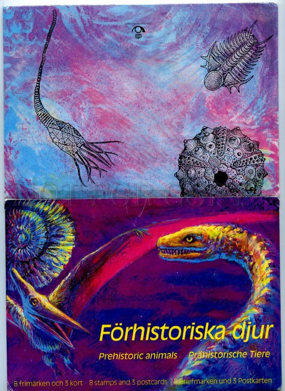 293891 SWEDEN 1992 y DINOSAURS set of 3 postcards in original COVERS w/ stamps