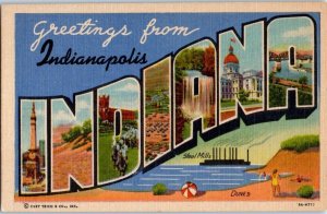 1939 Large Letter Greetings from Indianapolis Indiana Postcard