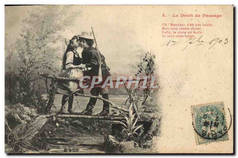 Old Postcard Fantasy Children The right of Hunting Hunter