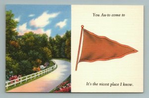 You Au to Come to It's the Nicest Place I Know, Flag Pennant Postcard