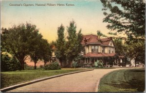 Hand Colored Postcard Governor's Quarters National Military Home Kansas~131675