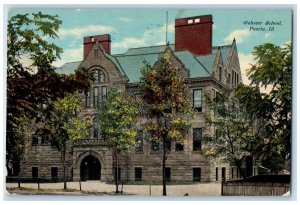 1910 Webster School Exterior Roadside Scene Peoria Illinois IL Posted Postcard