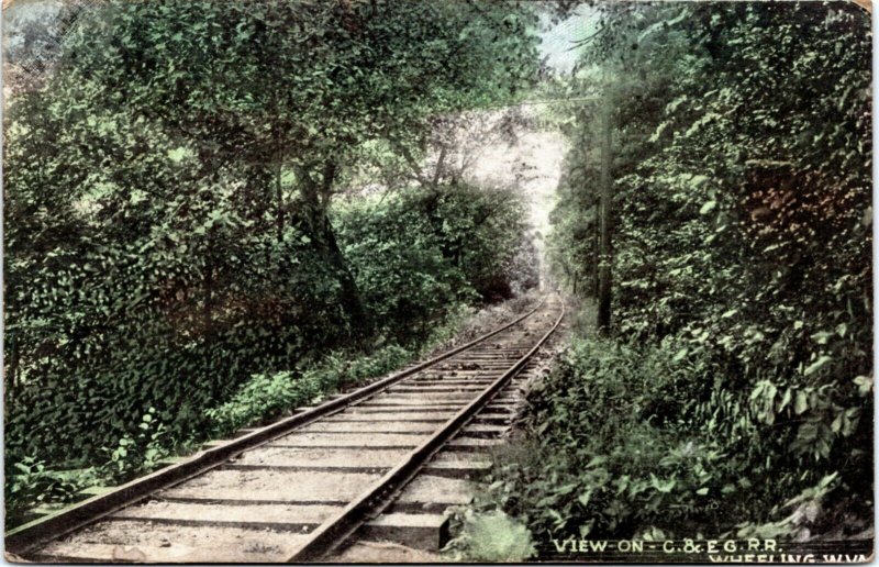 Postcard WV Wheeling - C & E. G. Rail Road Elm Grove