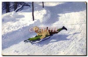 Old Postcard of Sports & # 39hiver skiing Tobogganing