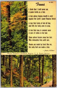 New Brunswick New Jersey NJ, 1951 Joyce Kilmer, Immortal Poem, Trees, Postcard