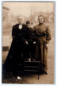 c1910's Candid Old Woman Boy Child Dog House Ripley NY RPPC Photo Postcard