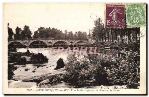 Postcard Old Saint Pourcain on Sioule Dam on the Sioule and Course