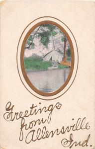 D90/ Allensville Indiana In Greetings from Postcard c1910 Camping