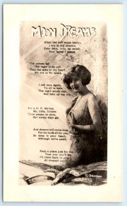 RPPC SEMPER FIDELIS ~  U. S. MARINES Romantic POEM Pretty Woman c1940s  Postcard