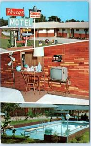 PERRYTOWN, Arkansas AR  Roadside  PERRY'S CONGRESS MOTEL  Interior TV  Postcard