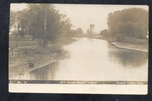 RPPC BATTLE CREEK NEBRASKA MILL POND 1909 VINTAGE REAL PHOTO POSTCARD