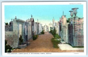 2 Postcards MATAMOROS, Tamaulipas Mexico ~ PLAZA de ARMAS & CEMETERY c1930s