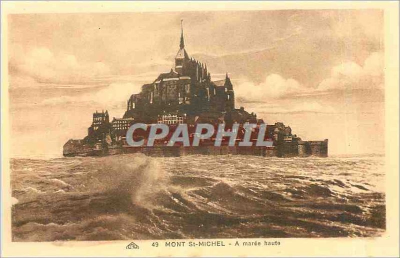 Old Postcard Mont St Michel has high Marsee