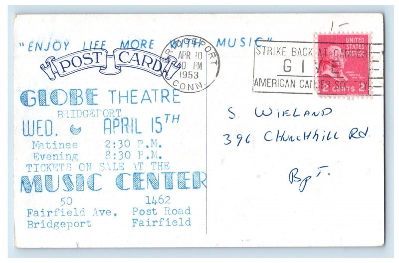 1953 The United States Navy Band on Nation's Capitol Advertising Cancel Postcard