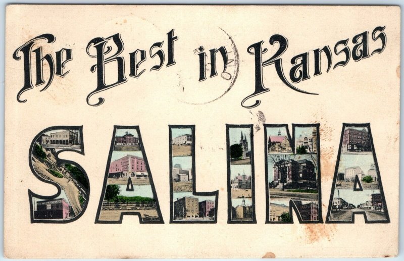 1908 Salina, KS Best in Kansas Town Multi View PC Candy School Church Court A172