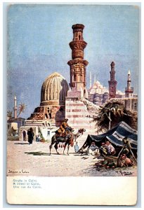 c1910 Camel Tent Market A Street in Cairo Egypt Oilette Tuck Art Postcard